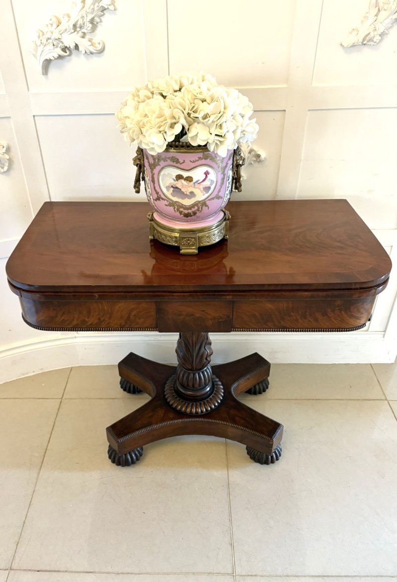 Antique William IV Quality Figured Mahogany Card/Console Table